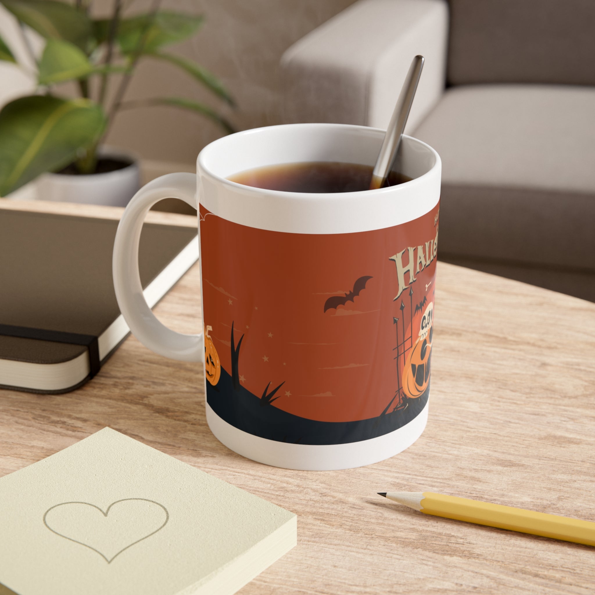 Happy Halloween with Pumpkin | White Ceramic Mug